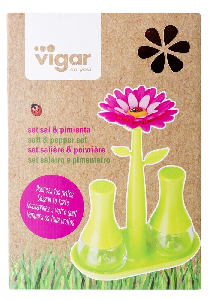 [Australia - AusPower] - Vigar Flower Power of Salt and Pepper Mills Green Plastic 10 x 4 x 12 cm 