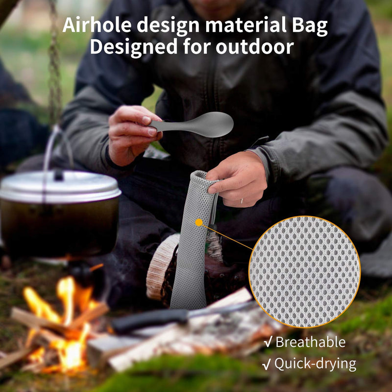 [Australia - AusPower] - OUTXE Titanium 2 in 1 Fork and Spoon Combo 2-Pack Ultra Lightweight Camping Utensil, Eco-Friendly Spork for Backpacking, Hiking, Outdoors 