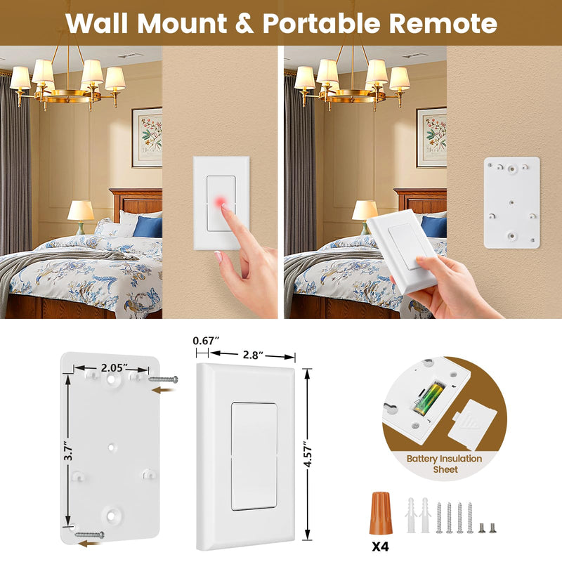 [Australia - AusPower] - Suraielec 3 Way Wireless Light Switch, Neutral Wire Required, Grounding, 15A High Power, 100ft Range, No Wiring No WiFi, Expandable Remote Control Light Switches for Lamp, Ceiling Light, Fan 