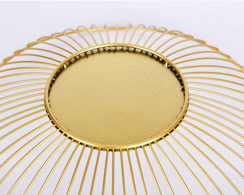 [Australia - AusPower] - IBWell Short Curved-Edge Modern Creative Stylish Single Tier Dish,Metal Iron Wire Fruit Vegetables Bread Decorative Stand Serving Bowls Basket Holder (Gold) Gold 