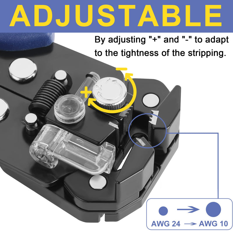 Lukyamzn AWG 22-10 Ratchet Wire Crimper Tool With AWG 24-10 Automatic Wire Stripper For Heat Shrink Connectors, Blue And Yellow - SA17-227B052 - View #10