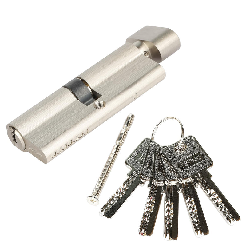 [Australia - AusPower] - Jeriup 80mm Euro Profile Lock Cylinder KEYED Alike Function with 5 Keys (dimple), Single Open Copper Lock Cylinder, Anti-Rust Corrosion Resistant Anti-Theft Wooden Door Lock Cylinder 