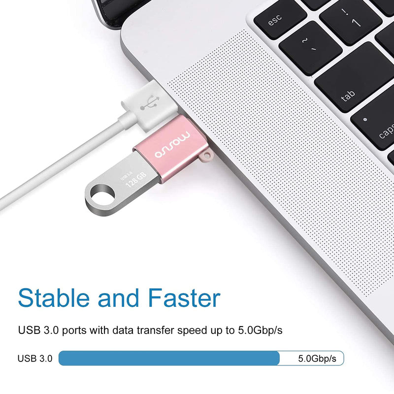[Australia - AusPower] - MOSISO USB C to USB Adapter 2 Pack, USB Type-C to USB Connector, Thunderbolt 3 to USB 3.0 Converter OTG Compatible with MacBook Pro 2020-2016/Air 2020-2018/Laptop Tablet/More Type-C Devices, Rose Gold 