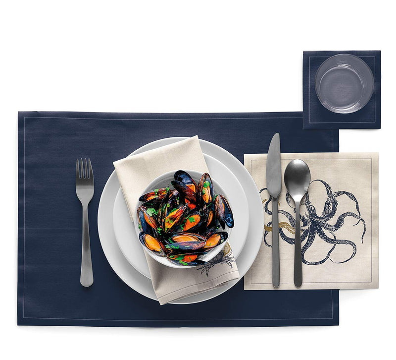 [Australia - AusPower] - Cotton Cocktail Napkin - 4.5 x 4.5 in - 50 units per roll - Petrol Blue 