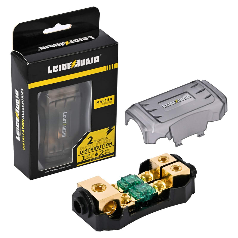 [Australia - AusPower] - LEIGESAUDIO Copper 0/4 Gauge to 4/8 Gauge 60 Amp Mini ANL 2 Way Fuse Holder Distribution Block 