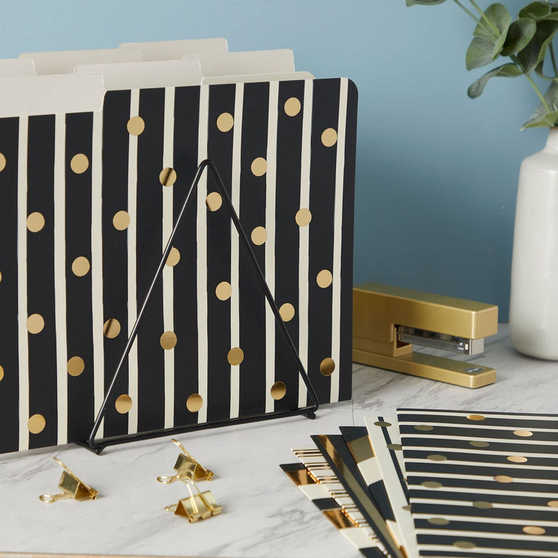 [Australia - AusPower] - Geometric File Folders with 1/3 Cut Tabs, Gold Office Supplies (11.5 x 9.5 in, 12 Pack) 