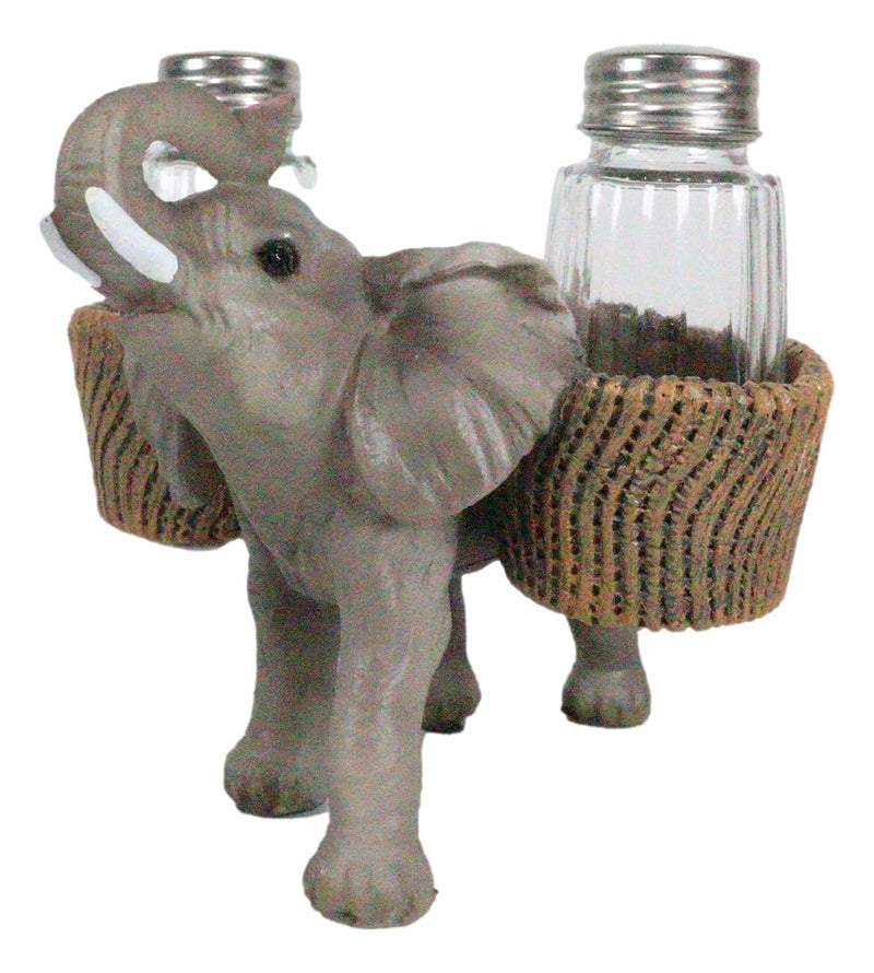 [Australia - AusPower] - Ebros Savanna Calls Trumpeting Elephant Glass Salt And Pepper Shakers Holder Figurine Decor Set 5.75"L 
