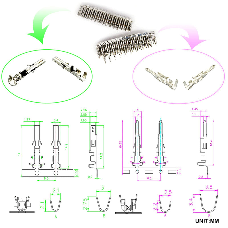 [Australia - AusPower] - Gikfun 100Pairs 18-24AWG Male and Female Wire Pins Connectors for 4.2mm Pin Terminals Housing Jumper Wire Cable DIY Kit EK1963 