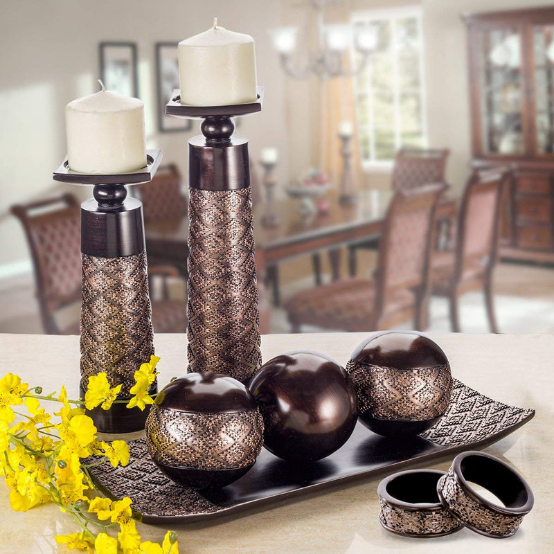 [Australia - AusPower] - Creative Scents Dublin Napkin Rings Set of 6 - Elegant Dining Table Decor Napkin Holder Rings - Rustic Table Setting Decorations for Thanksgiving, Fall, Holiday Dinner (Coffee Brown) 