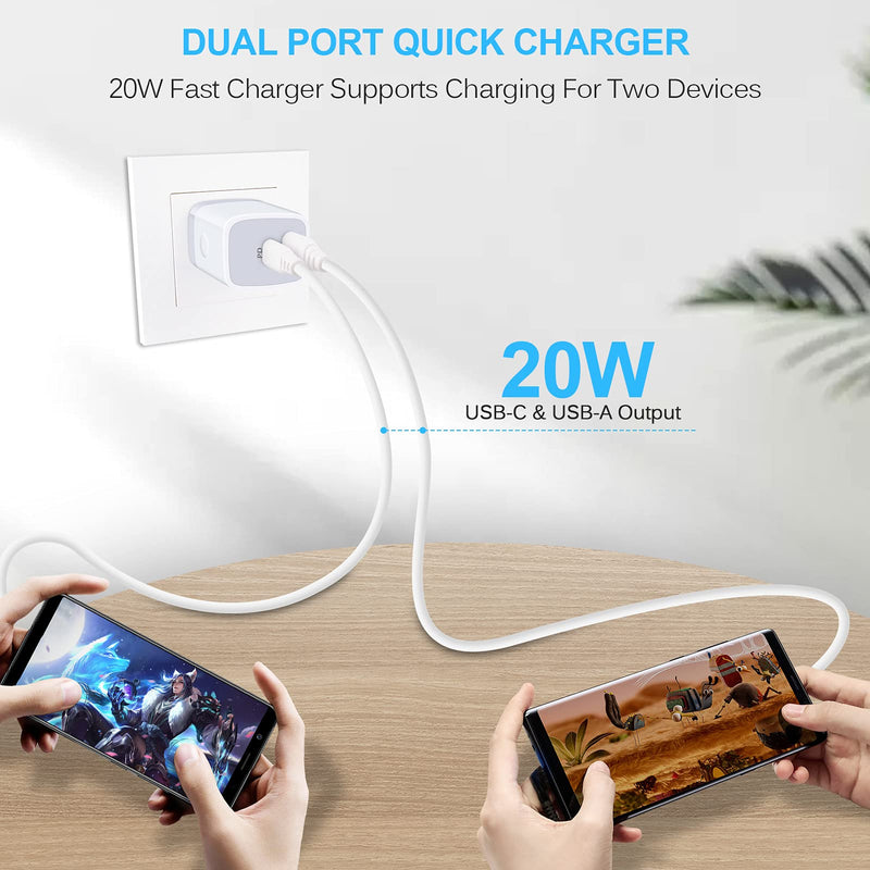 [Australia - AusPower] - Fast Charging,3Pack 20W PD & QC 3.0 Dual Port USB C Wall Charger Plug Power Adapter for iPhone 13/13 Pro Max/12 Mini/12 Pro Max/11/SE/XR,iPad,AirPods Pro,Samsung Galaxy S22 S21,Type C Charging Cube 