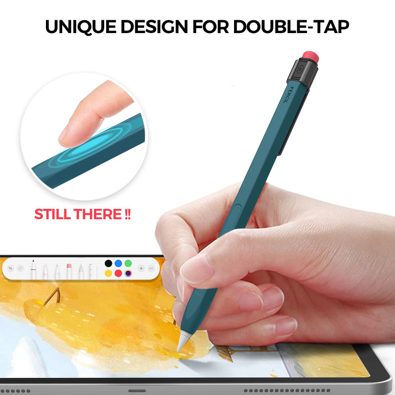 [Australia - AusPower] - TRONWIN iPencil Case for Apple Pencil 2nd Generation Sleeve Silicone Protective Cover Perfect Grip Skin Classic Design with Sturdy Clip Compatible with Apple Pencil 2nd Generation (Deep Green) Deep Green 