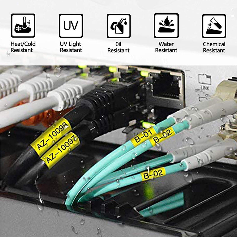 [Australia - AusPower] - NineLeaf 2 Roll Black on Yellow Heat Shrink Tubes Label Tape Compatible for Brother HSe-621 HSe621 HS621 HS-621 for P-Touch PT1180 PTD200 PT1090 Label Maker - 8.8mm (0.34inch) x 1.5m (4.92ft) 8.8 mm (0.34 inch) 