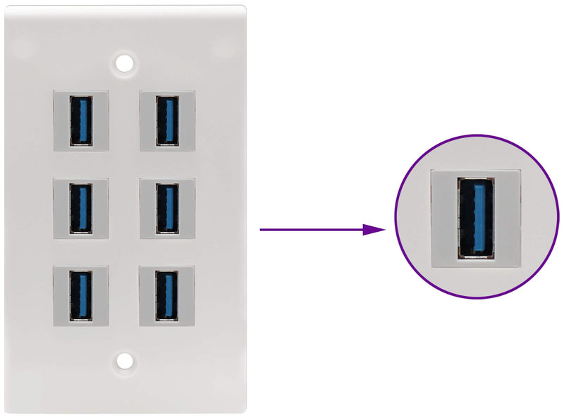 [Australia - AusPower] - AAOTOKK 90 Degree USB Keystone Coupler Right Angle USB 3.0 A Keystone Jack Insert Female to Female Coupler Adapter for Wall Plate Outlet Panel (White/2 Pack) 2 Pack 90 Degree White 