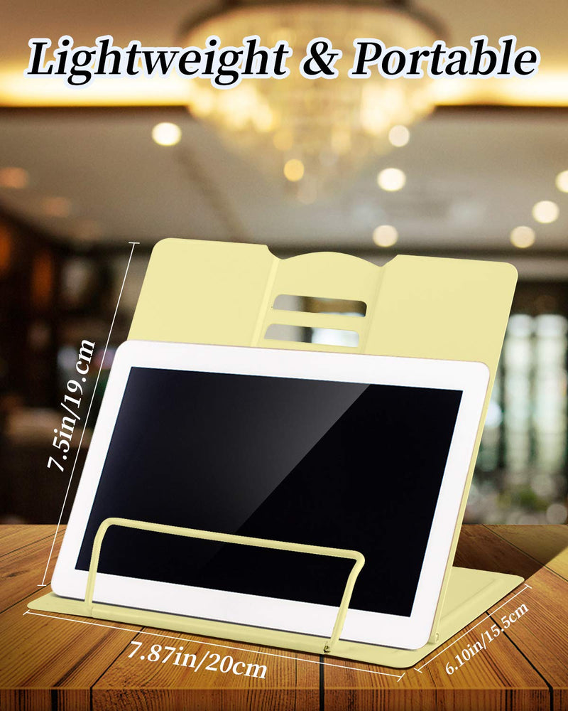 [Australia - AusPower] - MSDADA Desk Book Stand Metal Reading Rest Book Holder Adjustable Cookbook Documents Holder Portable Sturdy Bookstands for Recipes Textbooks Tablet Music Books with Page Clips (Light Yellow) Light Yellow 