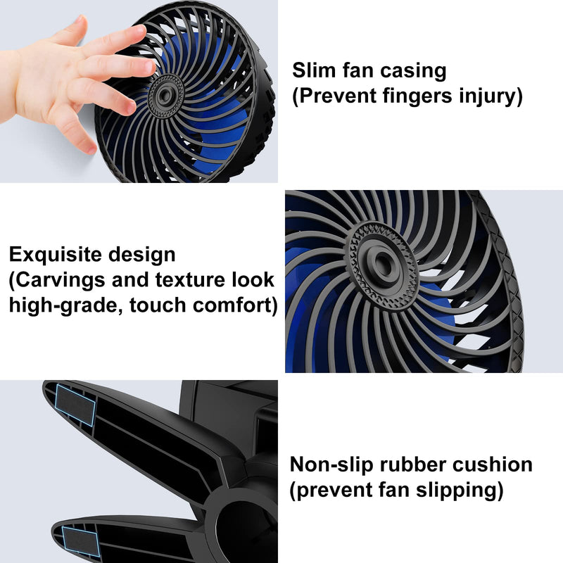 [Australia - AusPower] - USB Desk Fan, VEMONT Powerful Mini USB Fan, Stepless Speed USB Fan, Portable Table Cooling Fan Silent Personal USB Fan with USB-Powered for Home, Outdoor Travel, Office -Black Black 