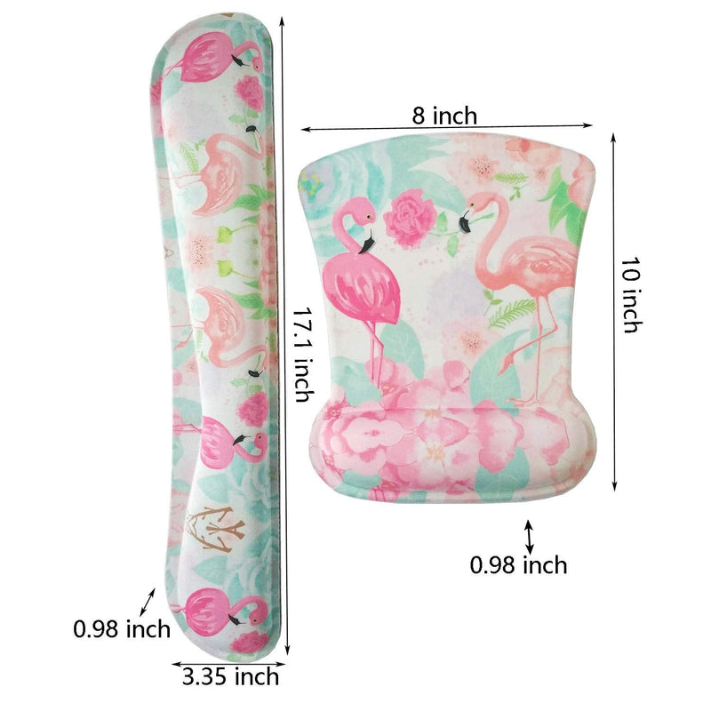 [Australia - AusPower] - HAPLIVES Ergonomic Keyboard Wrist Rest Pad and Mouse Pad Wrist Support Set with Non-Slip Backing Memory Form-Filled, Easy-Typing and Pain Relief for Gaming Office Computer Laptop (Pink Two Flamingos) Pink Two Flamingos 