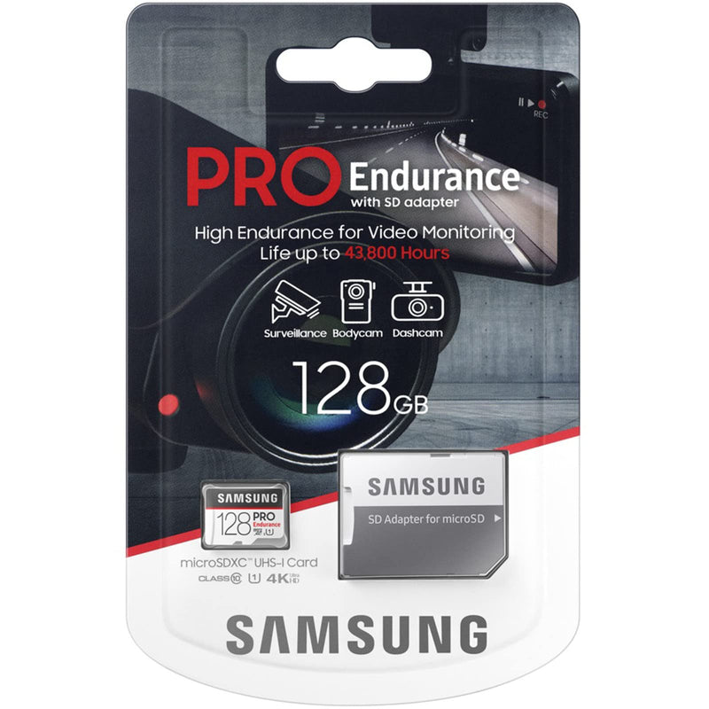 [Australia - AusPower] - SAMSUNG 100% Original PRO Endurance Class 10 Micro SD Card Flash Microsd Memory Card SD/TF Cards 128GB U1 4K with Card Adapter and Card Reader 