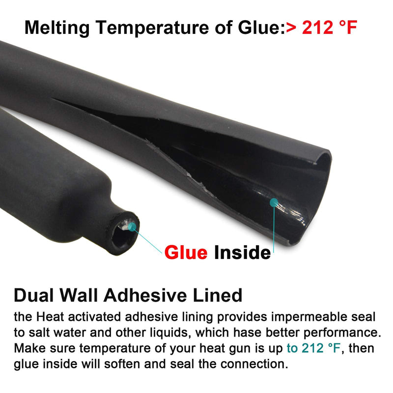 [Australia - AusPower] - 2 Pcs 1 inch (Diameter) Heat Shrink Tubing, 3:1 Adhesive-Lined Large Heat Wire Shrinkable Tube by MILAPEAK (4 Feet, Black & Red) 4FT (1", 2 Pcs) 
