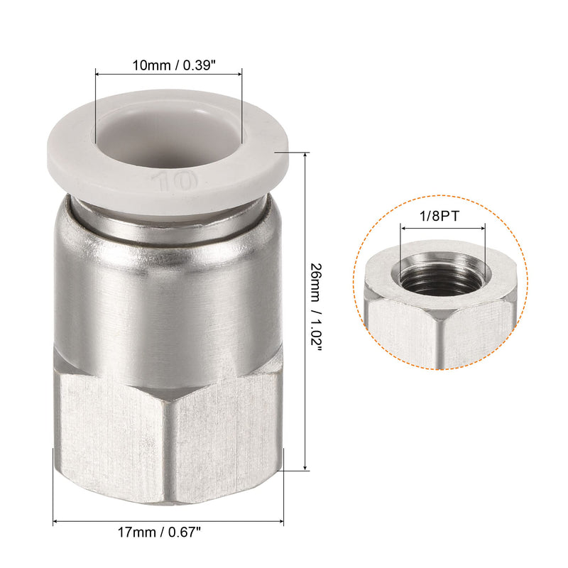 [Australia - AusPower] - MECCANIXITY Push to Connect Fittings 1/8PT Female Thread Fit 10mm Tube OD Nickel-Plated Copper Straight Union Fitting, Pack of 4 