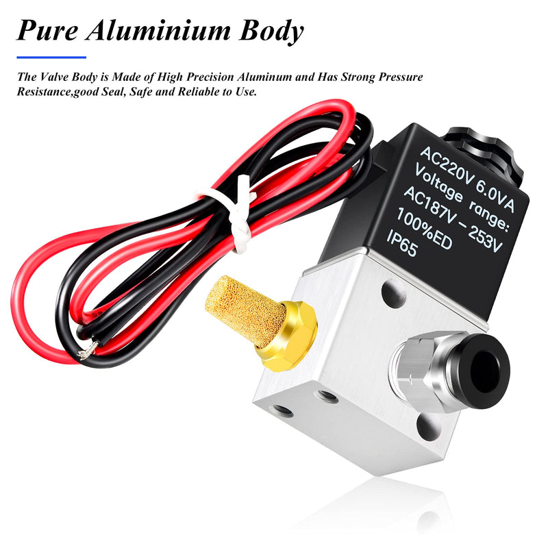 [Australia - AusPower] - TAILONZ PNEUMATIC 1/8 inch NPT 12V/24V/110V/220V 3 Way 2 Position Normally Closed Solenoid Valve Solenoid air Valve 3V1-06 AC220V 