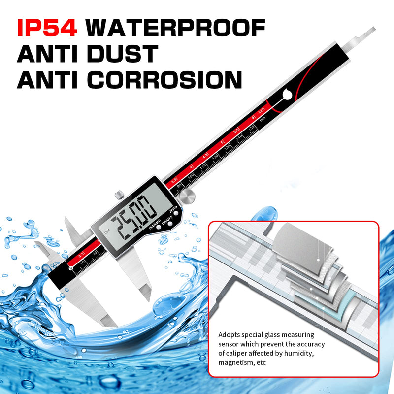 [Australia - AusPower] - Digital Caliper Electronic Caliper Measuring Tool Precision Digital Vernier Caliper Inch/Millimeter/Fraction Measurement Micrometer for Jewelry - Metal Metric Measure Caliper for Engineer Carpenter digital caliper-F 