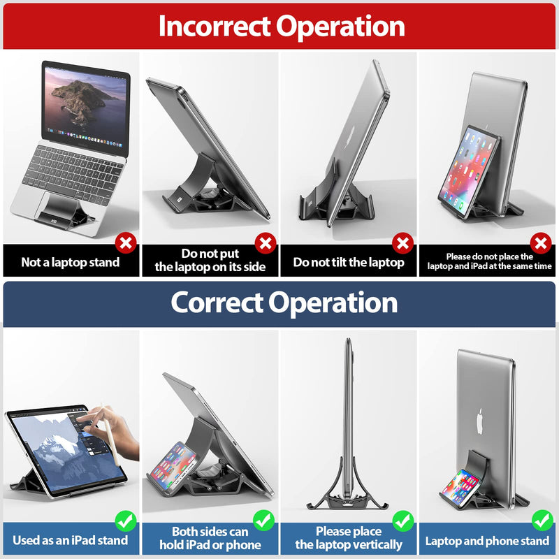 [Australia - AusPower] - Vertical Laptop Tablet Stand, Gravity Lock Auto Shrink Desktop Notebook Holder for Desk Organizers and Storage Compatible with MacBook Air Pro Samsung, HP, Dell, Microsoft Surface and Gaming Laptops 