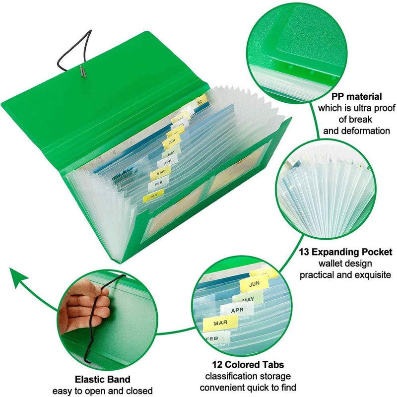 [Australia - AusPower] - 13 Pockets Expanding Check Bill File Folder,XUCHUN 10.4' 5.5' Expanding File Folder 4 Pack  for Receipts, Coupons, Checks, Cards-Waterproof 