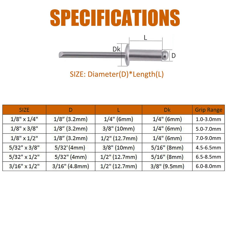 [Australia - AusPower] - ISPINNER 50pcs 3/16" x 1/2" Stainless Steel Blind Rivets, 4.8 x 12.7mm Pop Rivets, Pack of 50 3/16" x 1/2" 