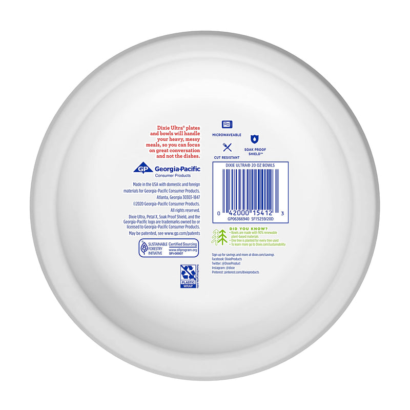 [Australia - AusPower] - Dixie Ultra Paper Bowls, 20oz, Dinner or Lunch Size Printed Disposable Bowls, 26 Count (1 Pack of 26 Bowls) 26 Count (Pack of 1) 
