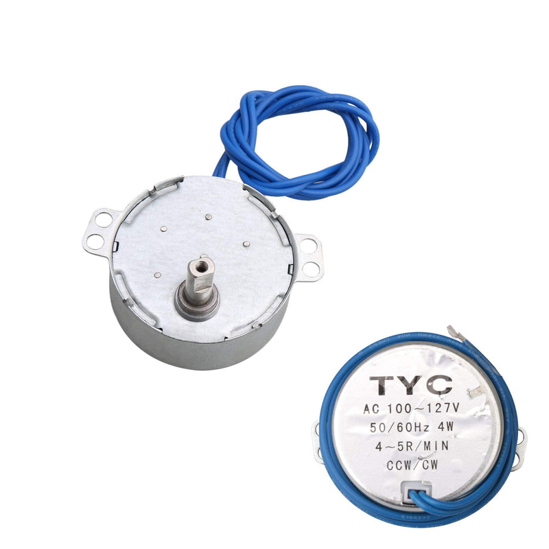[Australia - AusPower] - Homeswitch Metal TYC-50 Double Flat Shaft CW/CCW Undirectional Speed Reduction Synchronous Motor AC110V 4-5RMP Silver 