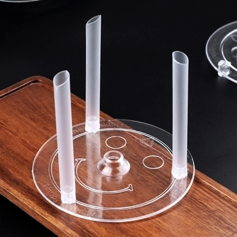 [Australia - AusPower] - Cake Sticks Support Rods with Cake Board Drums,White Plastic Cake Separator Plates for Chic Multi-Tiered Cake in The Party,Wedding,Birthday,4PCS Plates with 32 PCS Rods 