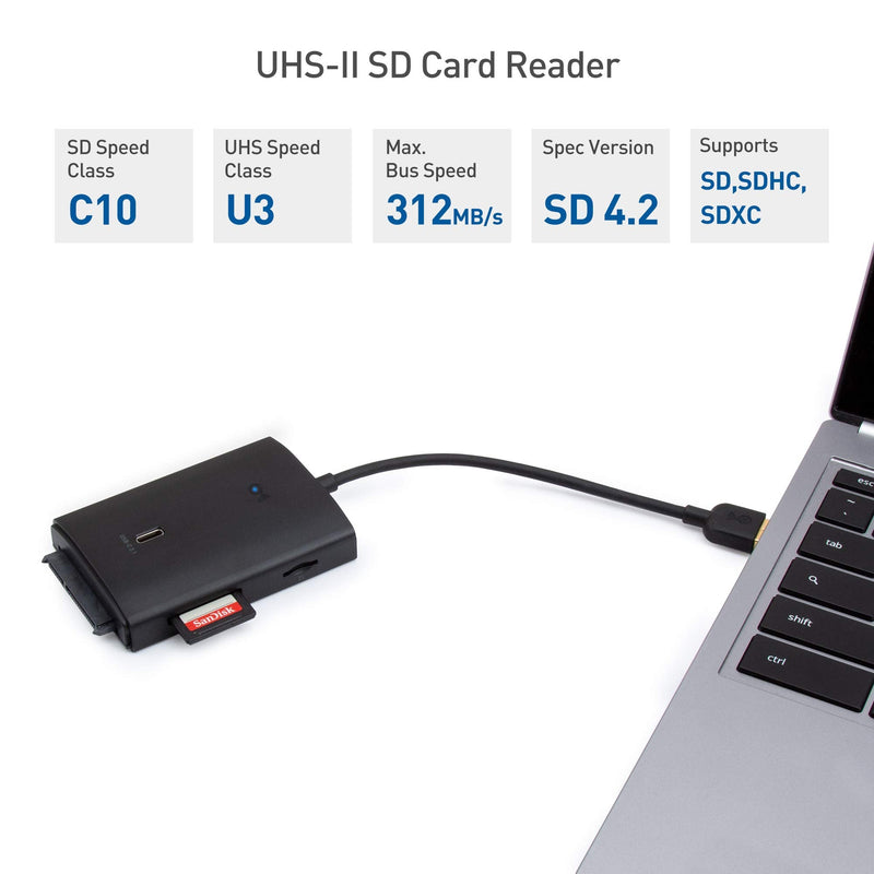 [Australia - AusPower] - Cable Matters 10Gbps USB 3.1 Gen 2 Multiport USB Hub with USB to SATA, USB C, and UHS-II Memory Card Reader 