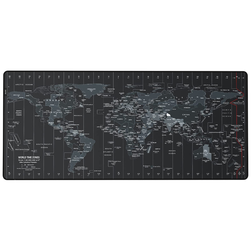 [Australia - AusPower] - JIALONG New Upgraded Version Large Mouse Pad Desk Mat Comfortable Mousepad with Personalized Design Extended Size 35.4 X 15.7X 0.12 inches for Laptop, Computer and PC - Black World Map Typ 1 