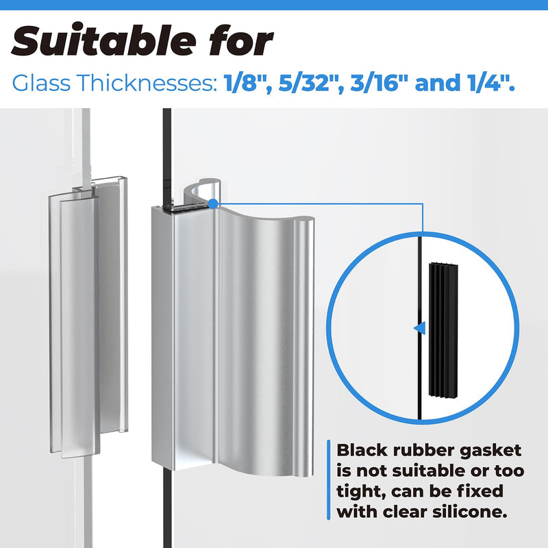 [Australia - AusPower] - Shower Door Magnet 3" Chrome Frameless Shower Door Handle with Metal Strike and Magnet for 1/8" 5/32" 3/16" and 1/4" Thick Swing Glass Shower Doors, Shower Door Handle, Shower Door Strike Jamb 