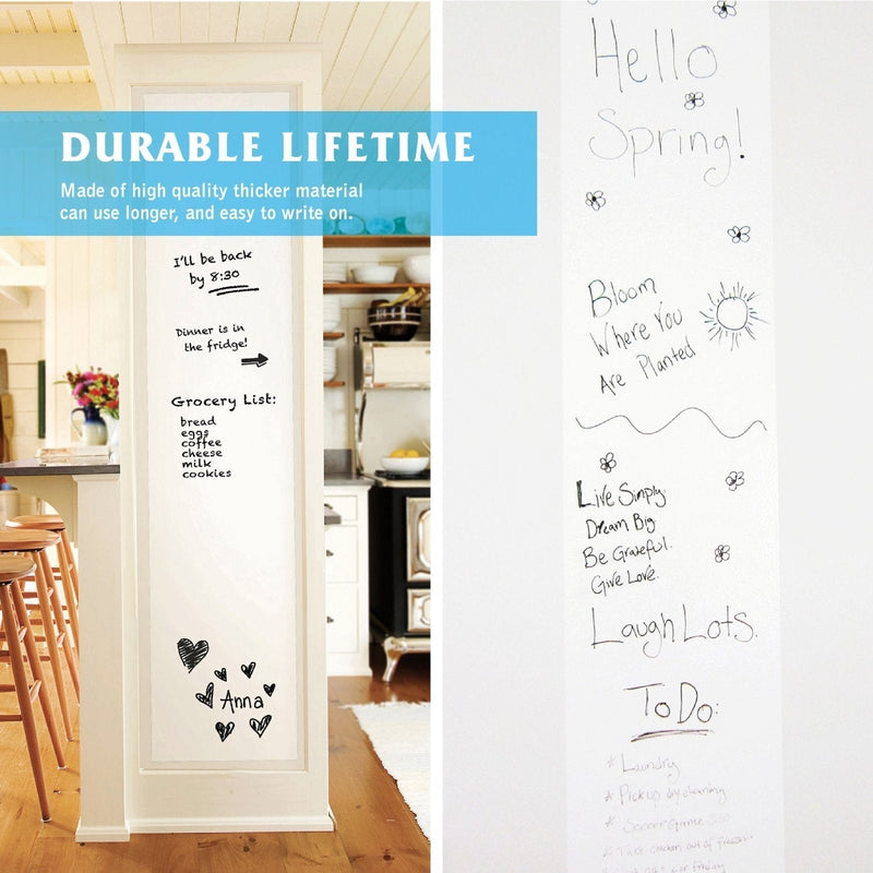 [Australia - AusPower] - Self-Adhesive Whiteboard Wall Decal Sticker, 17.7" X 78.7" Extra Large Strong & Durable Dry Erase Wall Paper Message Board Peel Stick White Board for Kids Drawing, Office, School, Home Decor (White) 