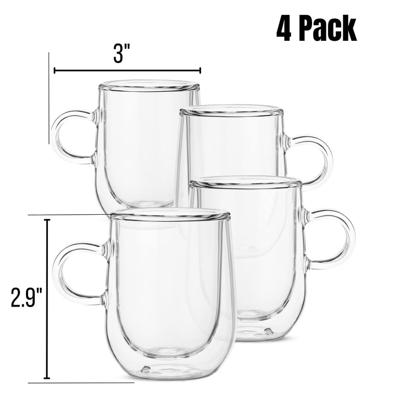[Australia - AusPower] - BTaT- Espresso Cups, Set Of 4, 3oz (90ml), Barrel Shape, Double Wall Glass Espresso Cups, Espresso Mugs, Espresso Glass, Glass Espresso Cups, Espresso Glass Cups, Clear Espresso Cups, Espresso Glasses 