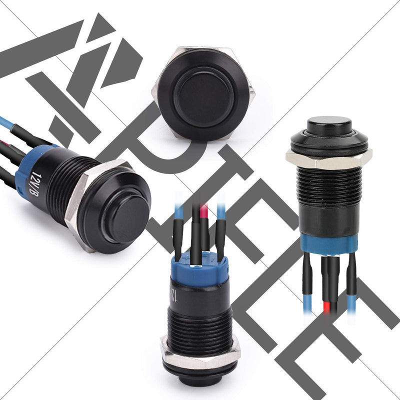 [Australia - AusPower] - APIELE 12mm Latching Push Button Switch Pre-Wired 150mm High Round Head Aluminium Alloy 1NO 1 Normally Open with Ring Led Pack of 2 (Blue) 150mm Pre-wired Blue 