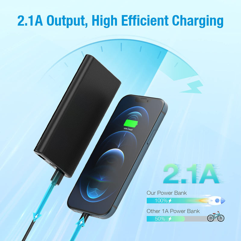 [Australia - AusPower] - Slim Portable Charger, BABAKA 10000mAh USB C Power Bank, Ultra-Compact Dual Outputs, Micro & Type C USB Input External Cell Phone Battery Pack for iPhone 11/12, Samsung Galaxy and More 10000mAh Slim Power Bank - Dual Inputs & Outputs 