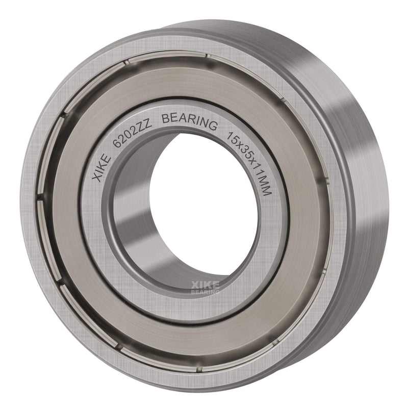 [Australia - AusPower] - XiKe 10 Pcs 6202ZZ Double Metal Seal Bearings 15x35x11mm, Pre-Lubricated and Stable Performance and Cost Effective, Deep Groove Ball Bearings. 