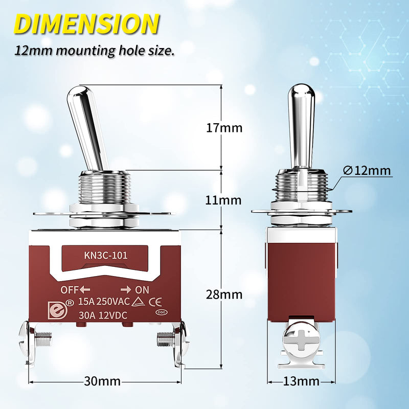 [Australia - AusPower] - Joinfworld Marine Toggle Switch 12V DC 30A Waterproof Toggle Switch 250V AC 15A Heavy Duty with Weatherproof Boot Cover SPST ON/Off 2 Pin for Auto Car Truck Boat -4Pcs 