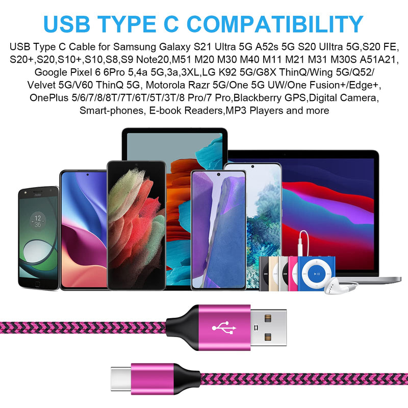 [Australia - AusPower] - USB C Cable Type C Charger Cord Fast Charging 3FT 3 Pack Phone Power Line Compatible with Samsung Galaxy A52s 5G Note20 Ultra 5G S21 Ultra 5G Google Pixel 6 Pro 6 5a 5G,LG,Moto 