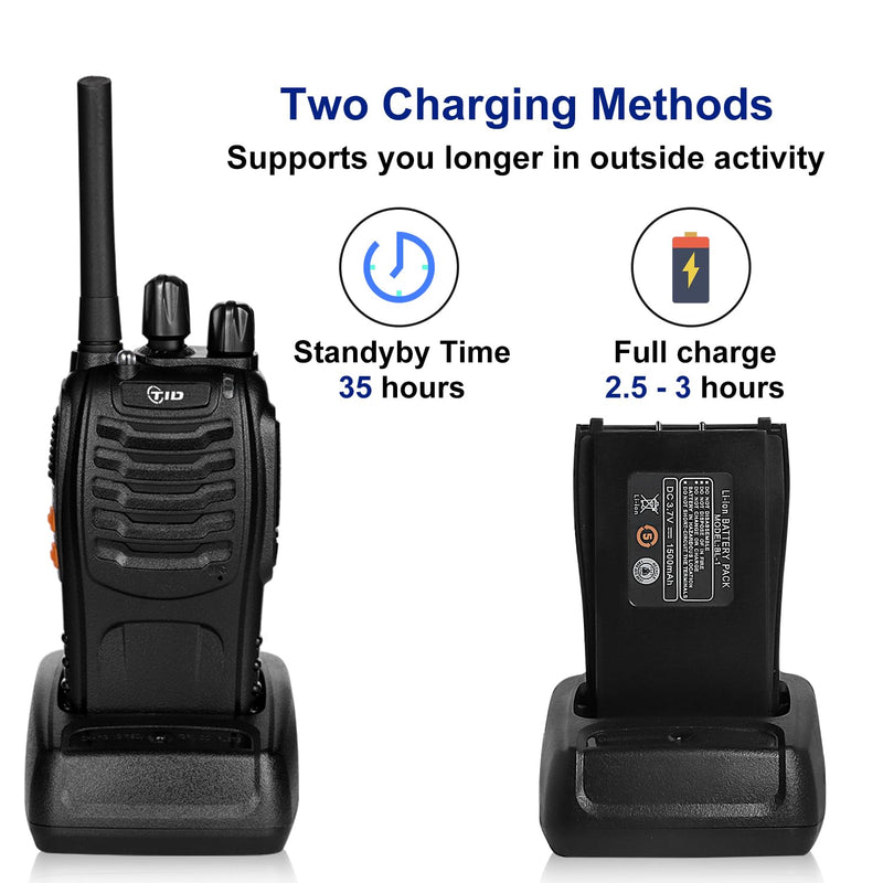 [Australia - AusPower] - TIDRADIO TD-V2 Walkie Talkies for Adults Long Range, Rechargeable Two Way Radio Earpiece with MIC,16 Channels Handheld Walkie Walkie with Secure Service Function(2 Pack) 