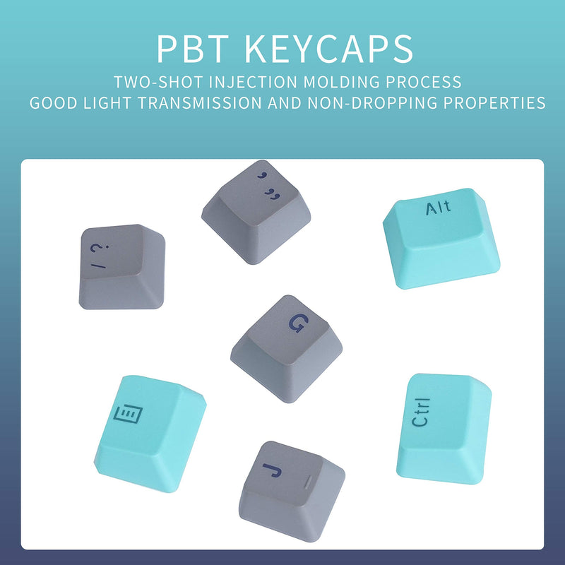 [Australia - AusPower] - IOAOI 60 Percent Keycaps, 61 Keycaps OEM Profile Keycaps PBT Keycaps for Cherry MX Switches /GH60/ RK61/ ALT61/ Annie Mechanical Keyboards with Key Puller (Cyan Gray) - Only Keycaps Color04 