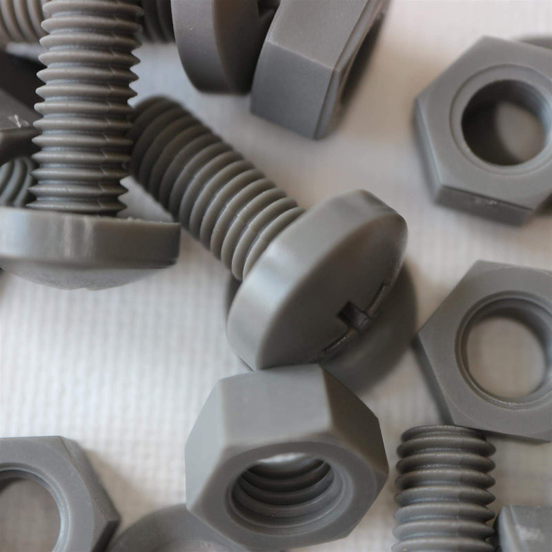 [Australia - AusPower] - 20 x Grey Pan Head Screws Polypropylene (PP) Plastic Nuts and Bolts, Washers, M8 x 20mm, Acrylic, Water Resistant, Anti-Corrosion, Chemical Resistant, Electrical Insulator, Gray, 5/16" x 25/32 