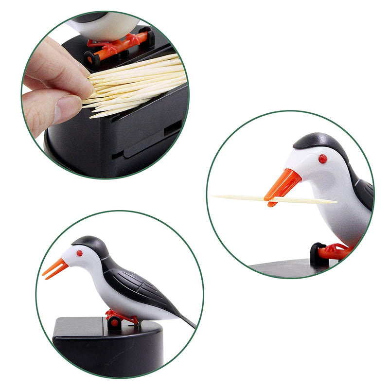 [Australia - AusPower] - Jucaifu Little bird toothpick dispenser, creative push-type toothpick bird dispenser, toothpick holder. (black) Black 