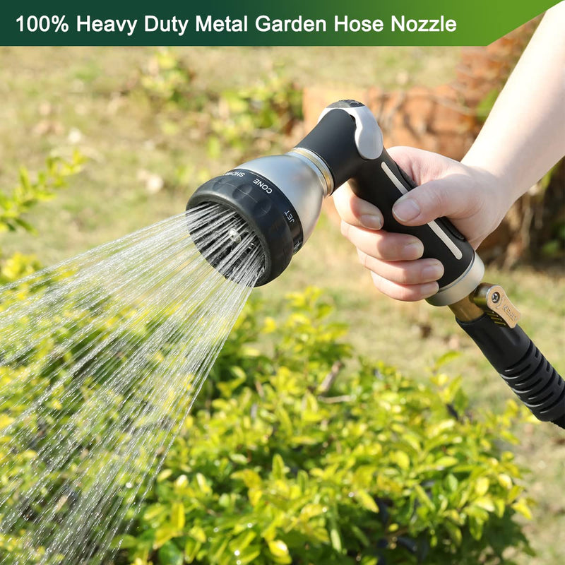 [Australia - AusPower] - FANHAO Garden Hose Nozzle 100% Heavy Duty Metal, Water Hose Sprayer High Pressure with 8 Spray Patterns, Thumb Control, On Off Valve for Garden Watering, Car and Pet Washing 