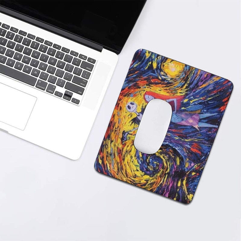 [Australia - AusPower] - Starry Night Jack and Genie Mouse Pad Office Mat Gaming Non-Slip Rubber Base Stitched Edges for Laptop Computer The Nightmare Before Christmas Mouse Pad2 