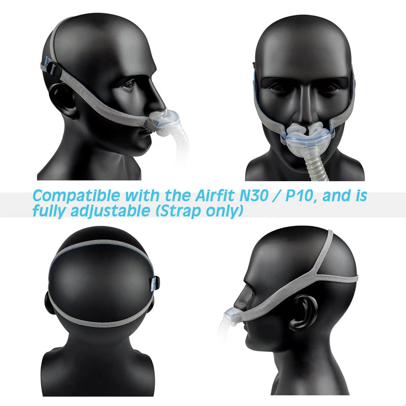 [Australia - AusPower] - Airfit P10 / N30 Headgear Strap Upgraded CPAP Mask Replacement Straps Fully Adjustable Design Quickfit Elastic Fit for Resmed P10 / N30 Nasal Pillow System - Pink//Grey (2-Pack) Pink/Gray 