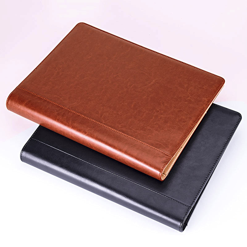 [Australia - AusPower] - Enyuwlcm PU Leather Padfolio Ring Binder with Clipboard Resume Leather Portfolio with 20 Clear Plastic Sleeves Black 