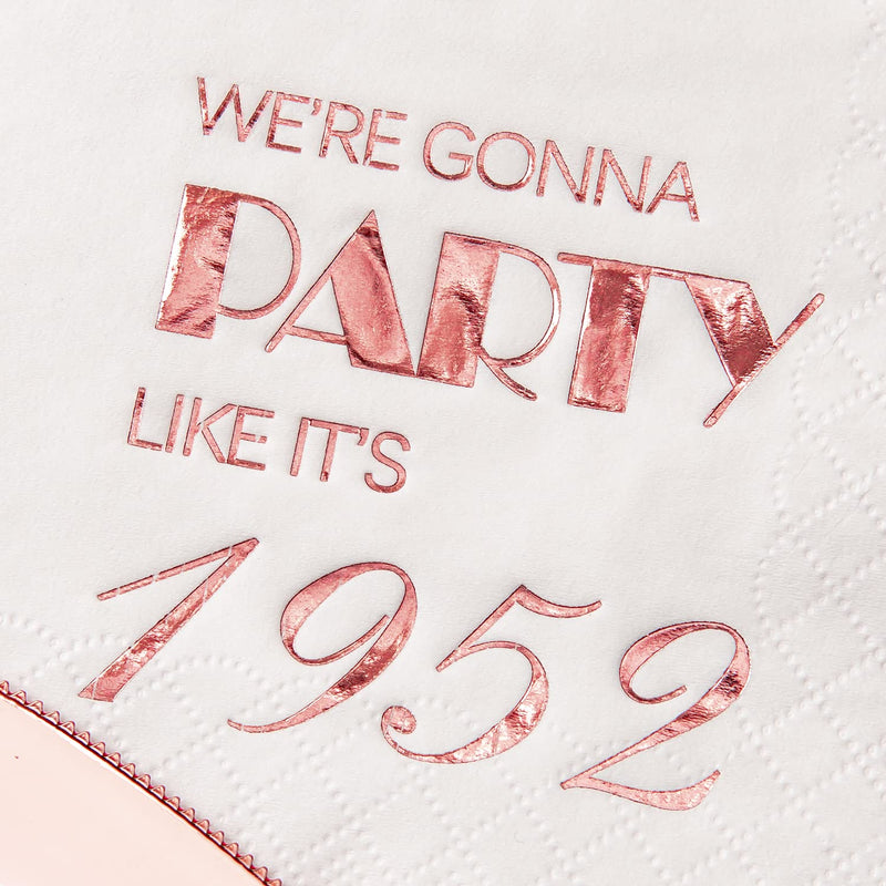 [Australia - AusPower] - Crisky 70th Birthday Cocktail Napkins Rose Gold for Women 70th Birthday Party Decorations for Cake Dessert Berverage Table, 70th Birthday Party Supplies,50 Pcs Disposable Napkins, 3-Ply 